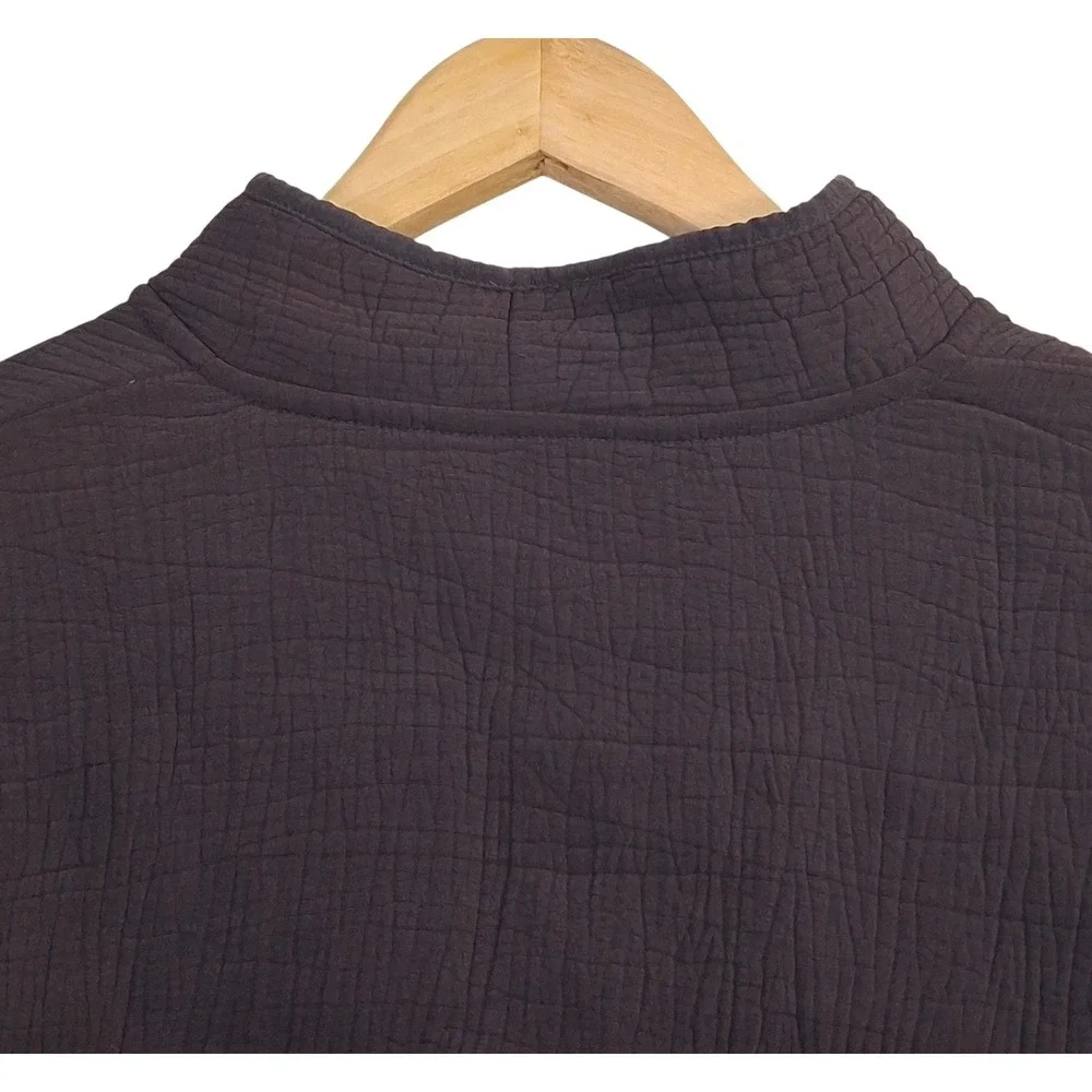 Eileen Fisher Open Front Jacket Womens XS Purple Silk Rayon Crinkle Gauze
